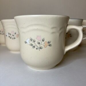 Set Of 6~ Remembrance by Pfaltzgraff ~Coffee Tea Cup Mug Peach White Flowers